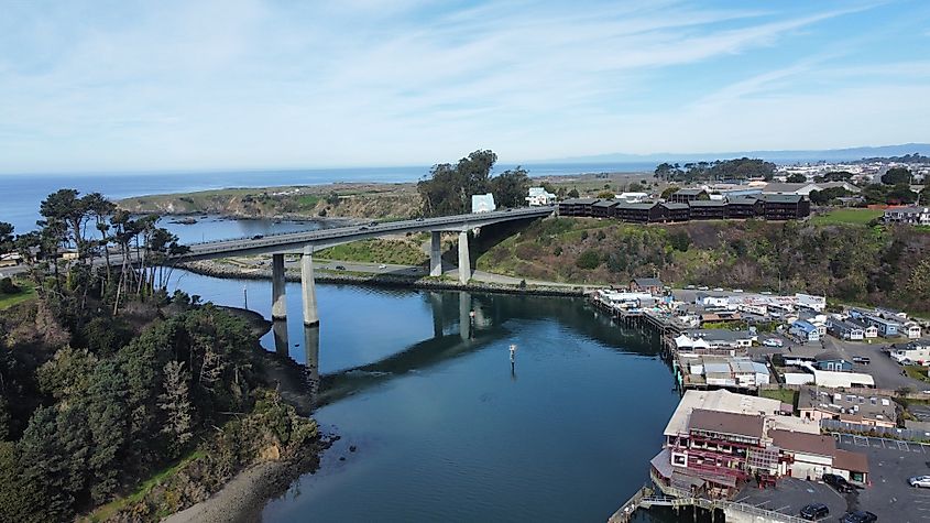 Noyo Harbor in Fort Bragg, California