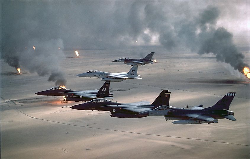 US fighter jets patrolling over Iraq in 1991. 