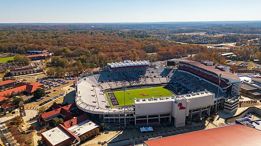 Vaught Hemingway Stadium on the Ole Miss campus in Oxford, Mississippi