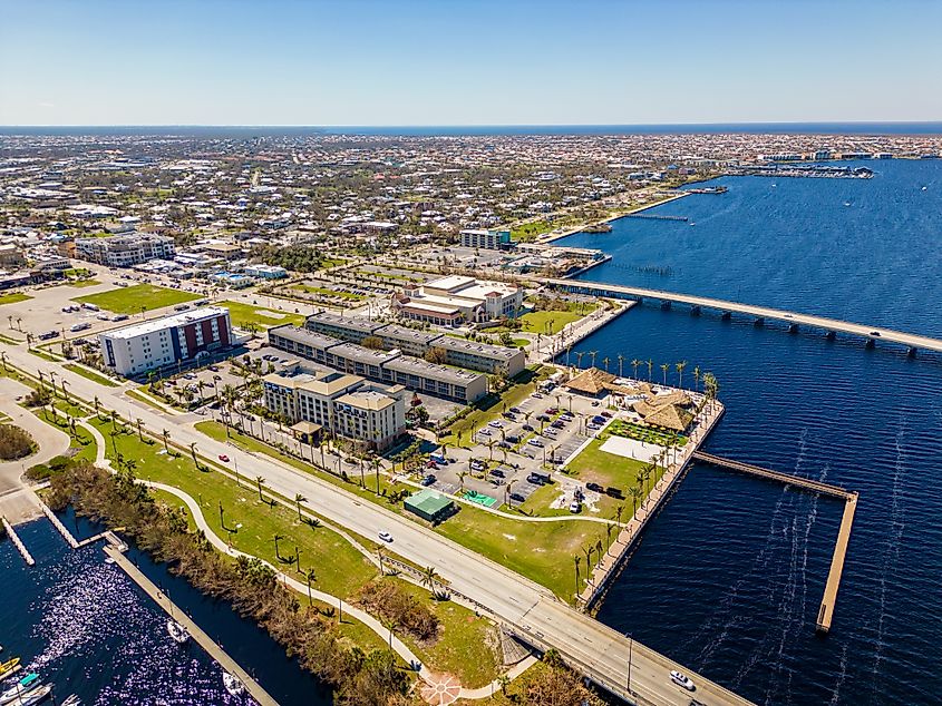 Punta Gorda, FL, USA, shot with aerial drone.