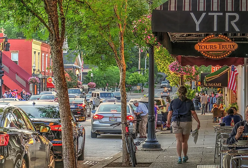 Shops on Main Street in the Business District of Historical Downtown Chagrin Falls, Ohio