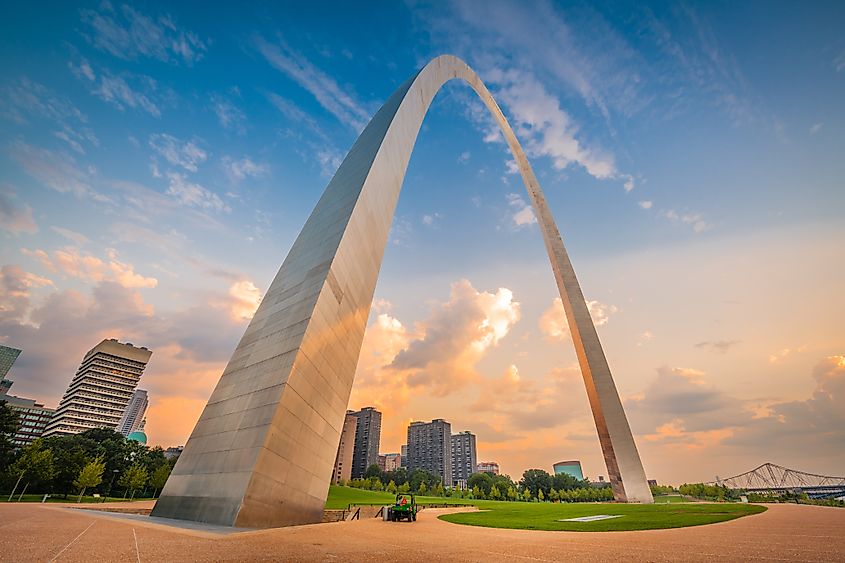 Downtown St. Louis, Missouri, USA, viewed from below the arch.