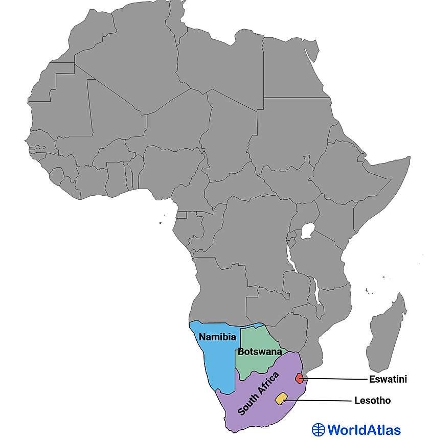 south african countries map