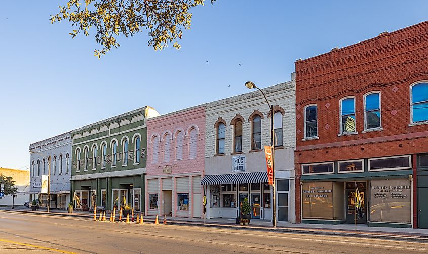 Cleburne, Texas, USA - October 19, 2022: The old business district on Chambers Street