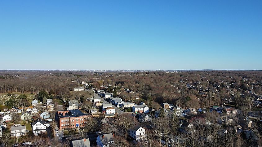 Drone overlook of Warren, Rhode Island