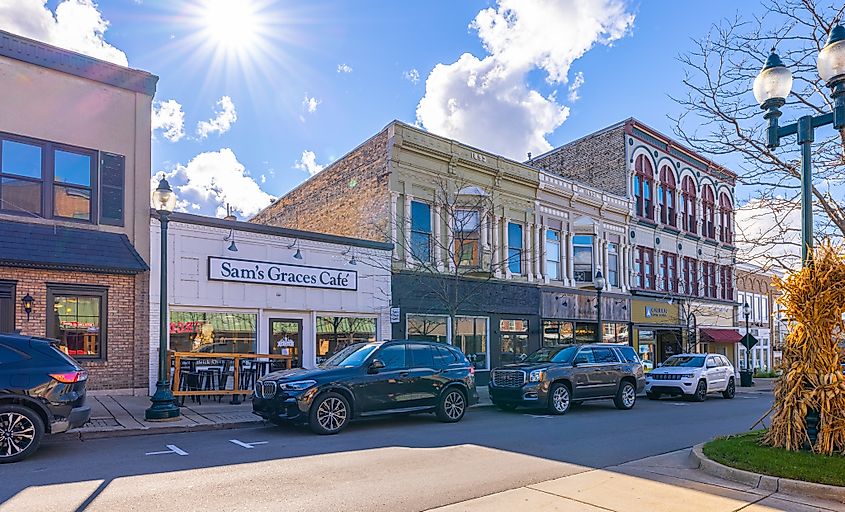 The historic business district in Petoskey, Michigan