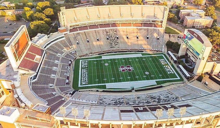 Starkville, Mississippi, Davis Wade Stadium, home of the Mississippi State Bulldogs football team.