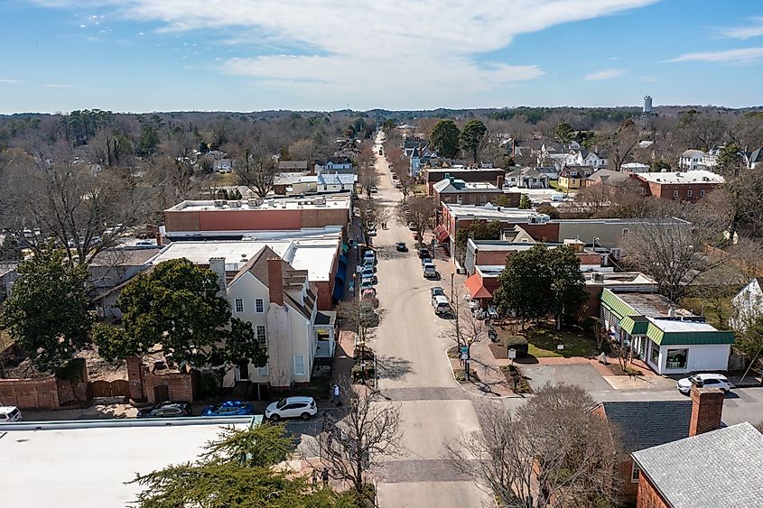 Overlooking downtown Smithfield, Virginia.