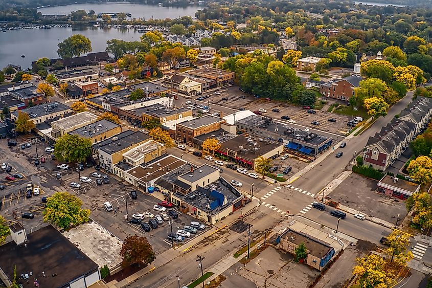 Aerial View of the Twin Cities Suburb of Excelsior, Minnesota.