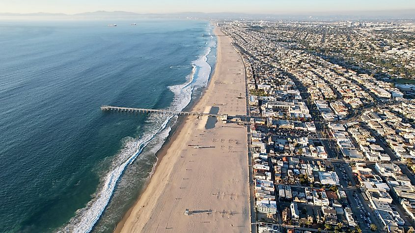 Hermosa Beach Pier Aerial View.