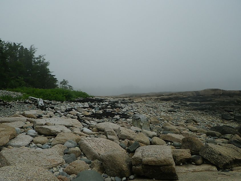 View of the east shore of Great Wass Island near Beals in Maine.