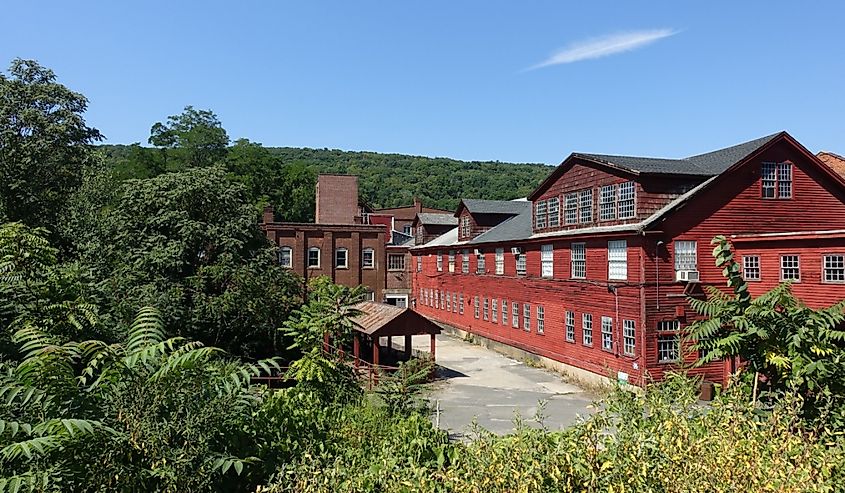 Old Red Factory Building in Collinsville (Canton), Connecticut, USA