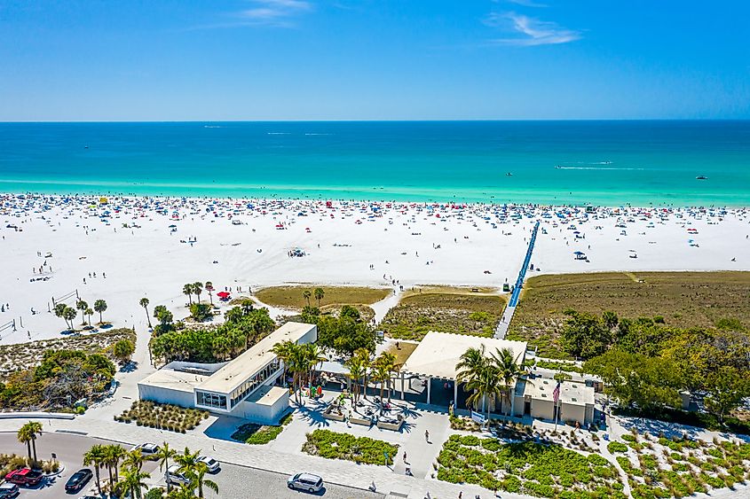 View of Siesta Key Beach in Florida.