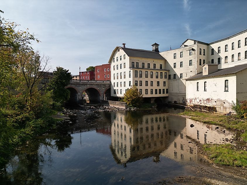 Canal view of an historic mill in Penn Yan, NY.