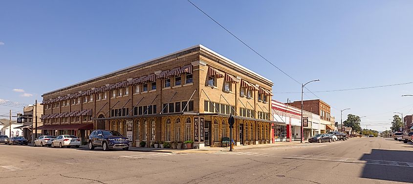 The old business district in Poteau, Oklahoma.
