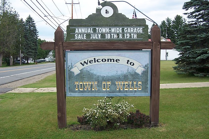 Welcome to Wells, New York sign.