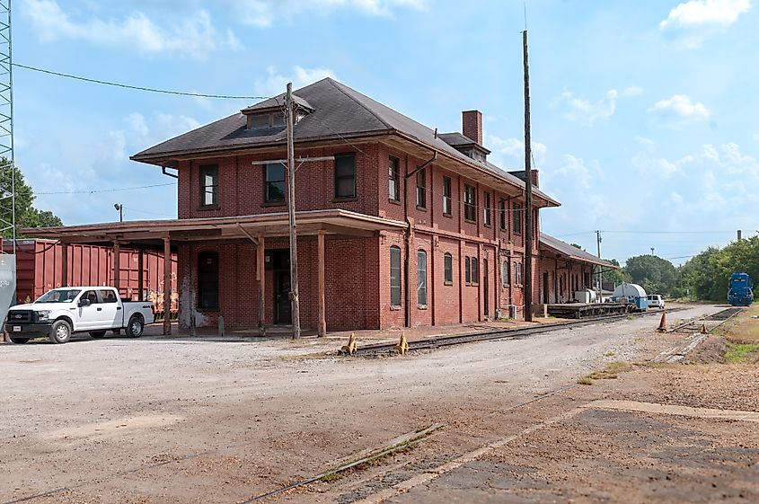 Old train station in Grenada, Mississippi