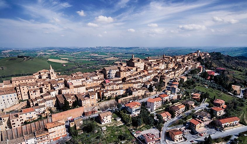 Aerial drone view of Treia 