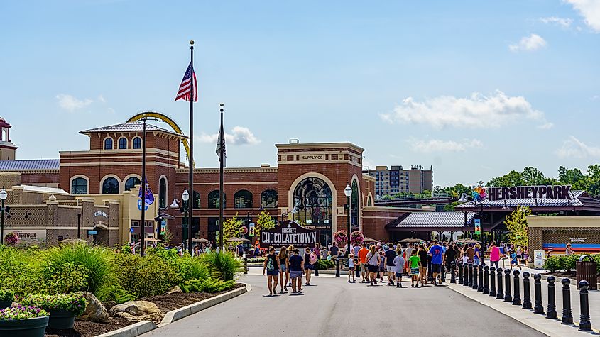 The new entrance to Hersheypark in Hershey, Pennsylvania.