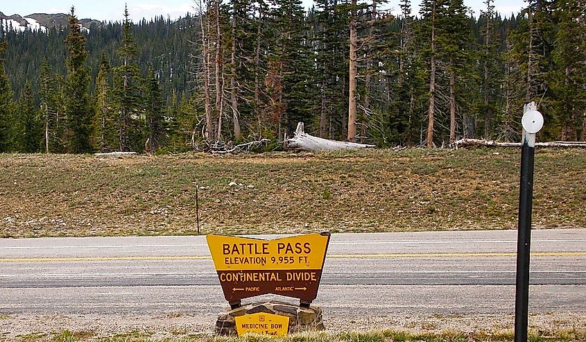 The scenic by-way crosses the Continental Divide.