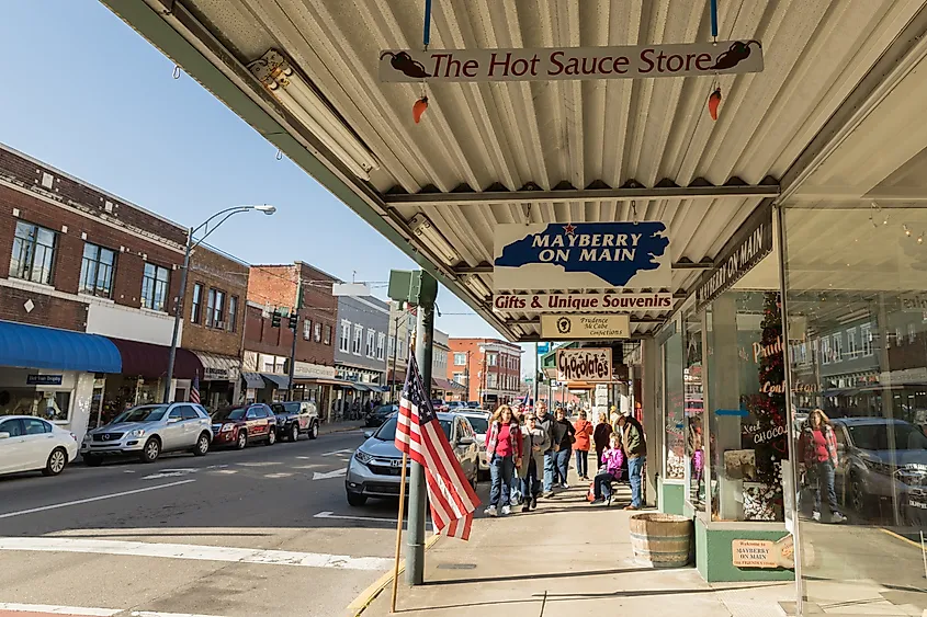 Main Street in Mount Airy, North Carolina. Editorial credit: LisaCarter / Shutterstock.com