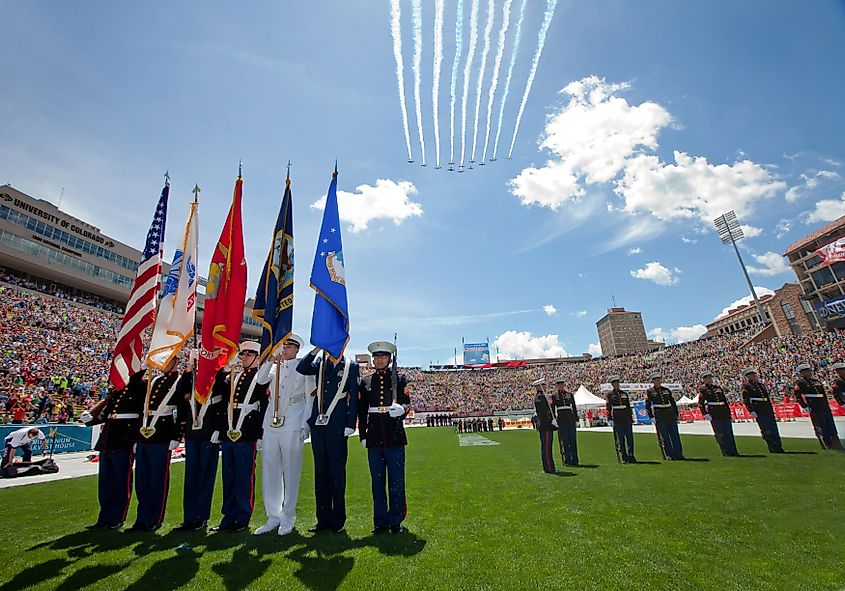 10K Memorial Day service at Colorado University's Folsom Field in Boulder, Colorado