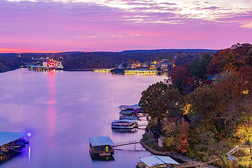 Aerial view of Lake Ozark in Missouri.