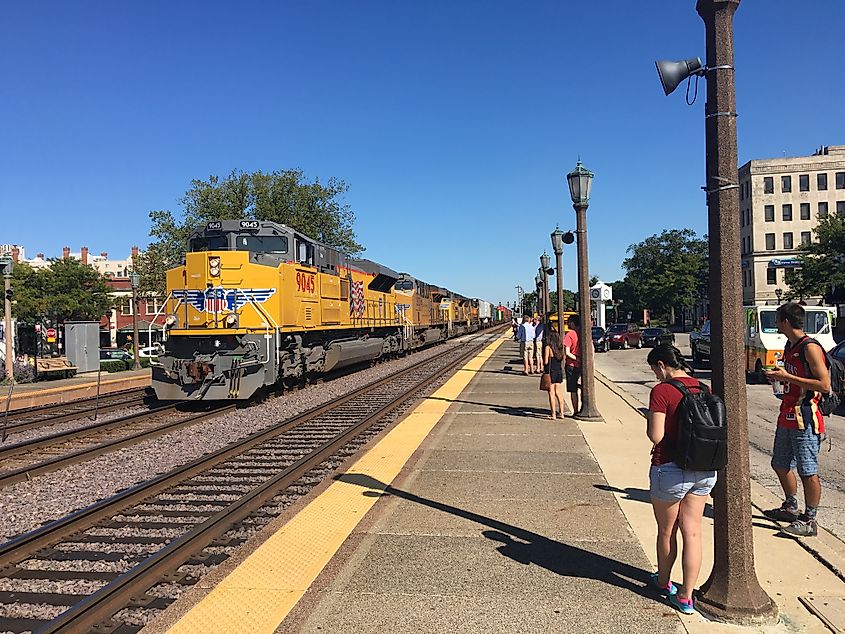 The Union Pacific Railroad in Elmhurst, Illinois.