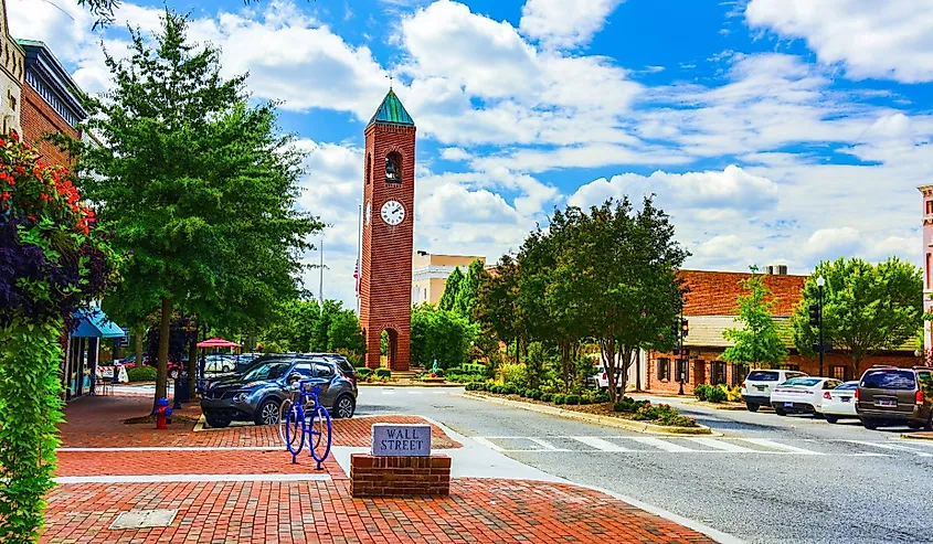 Main Street in Downtown Spartanburg South Carolina.