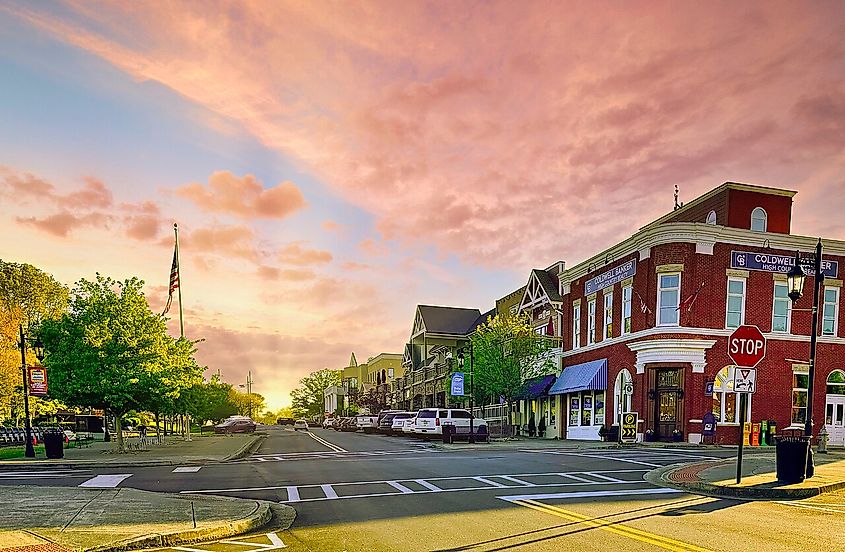 Downtown Blue Ridge, Georgia, at sunset