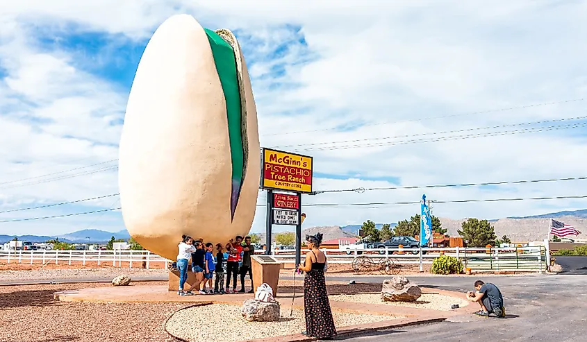 The world's largest statue of a pistachio, Alamogordo, New Mexico.