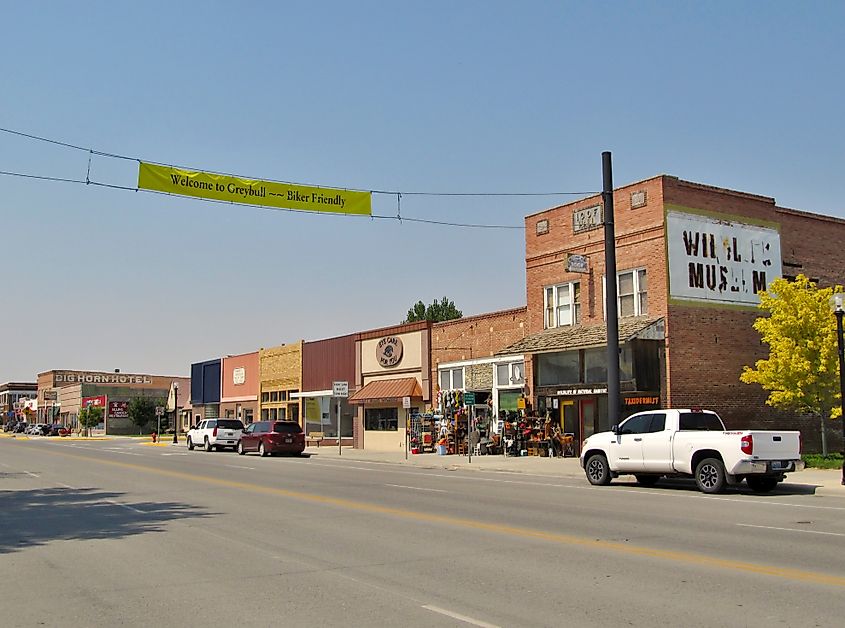 The charming downtown area of Greybull, Wyoming