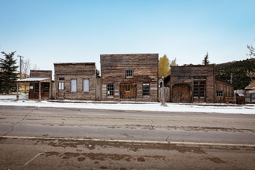 Ghost Town Virginia City Historic District designated in 1961 after Charles and Sue Bovey restored old ruins, in Montana, USA.