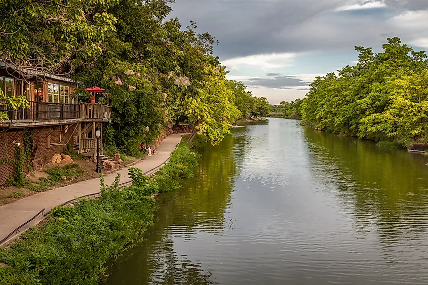 Scenic river running through Medicine Park, Oklahoma.