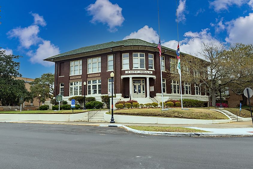 View of the Laurel City Hall in the town of Laurel in Mississippi.