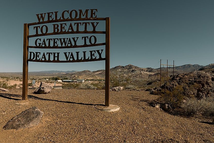 Sign welcoming visitors to Beatty, Nevada