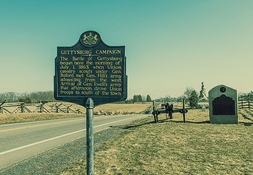 A historical marker about the Gettysburg Campaign in Gettysburg, Pennsylvania.