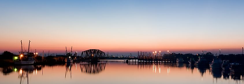 Harbor panorama in Freeport, Texas.