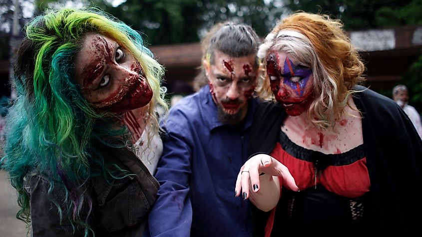 People dressed as zombies in Brazil.