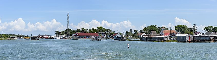 Harbor view of Ewell on Smith Island, Maryland, USA.