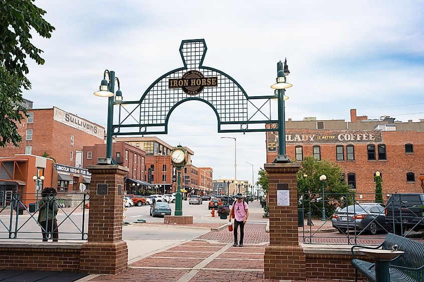 Street scene from historic Haymarket district in Lincoln, Nebraska. 