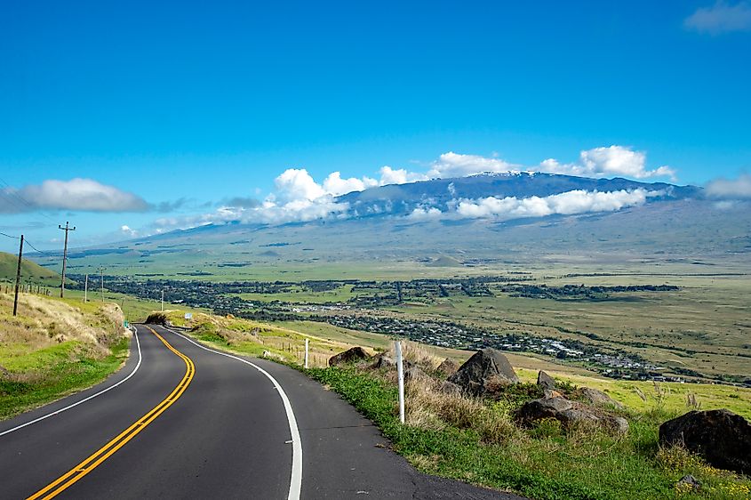 Mauna Kea Mountain seen from Kohala Mountain Road