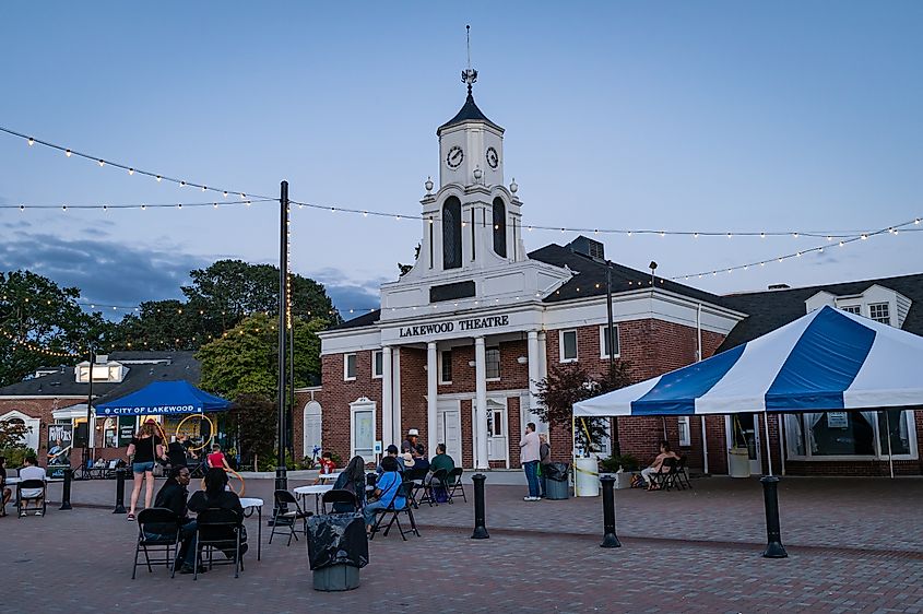 Lakewood, Washington: Photo of the historic Lakewood Theatre during a summer street fair