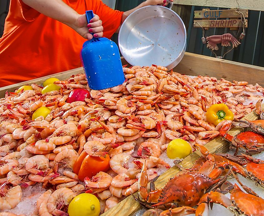 A shrimp market in Delcambre, Louisiana.