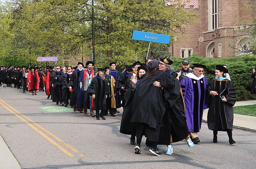 Parade of graduates in Boulder, Colorado