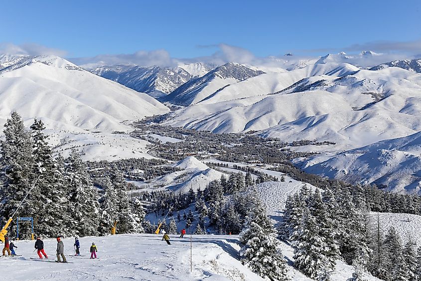 Downhill skiing in Sun Valley, Idaho