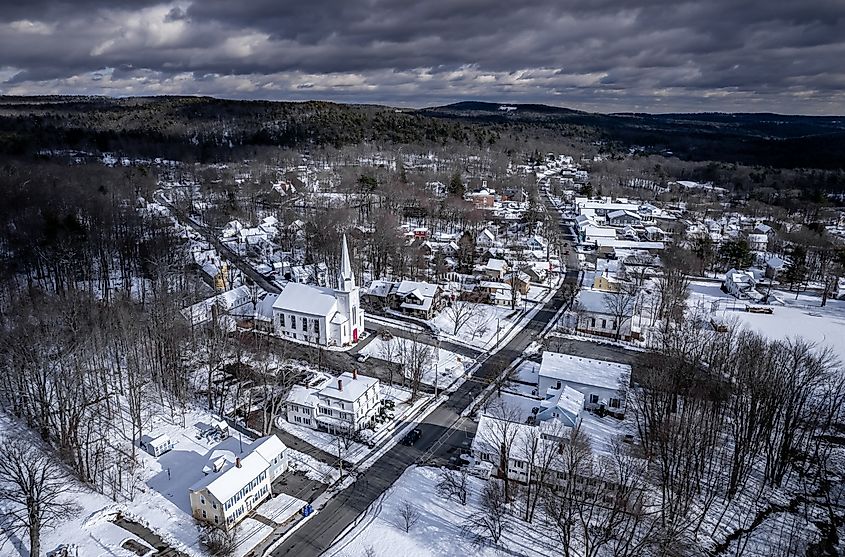 Aerial view of Ashburnham, Massachusetts 