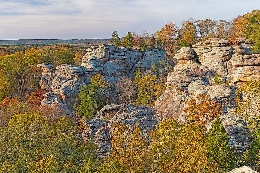 Fall Colors Amongst the Rocks of the Garden of the Gods in Shawnee National Forest in Illlinois.