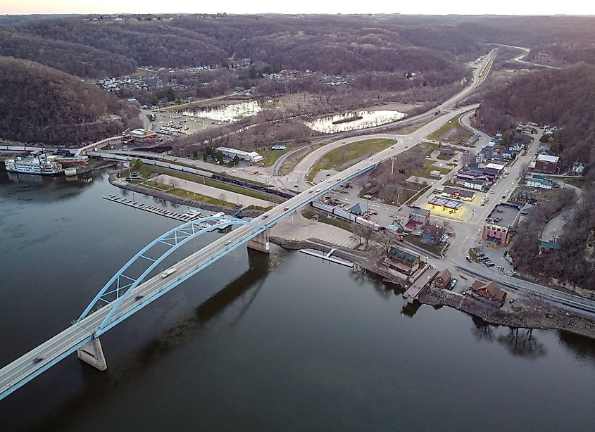 Aerial view of Marquette, Iowa.