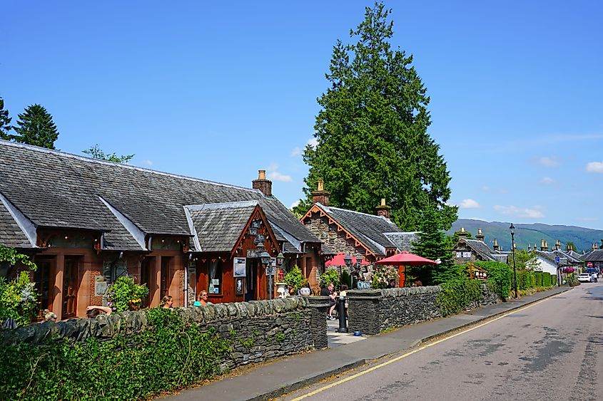 View of Luss, a historic village on the bank of Loch Lomond in Argyll and Bute, Scotland